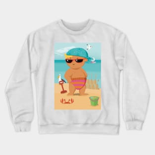 Vacation mood on - the toddler King of the beach enjoying the holiday - mirrored Crewneck Sweatshirt